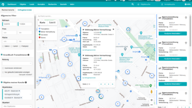 Landkarte mit Informationen für Immobilienmakler